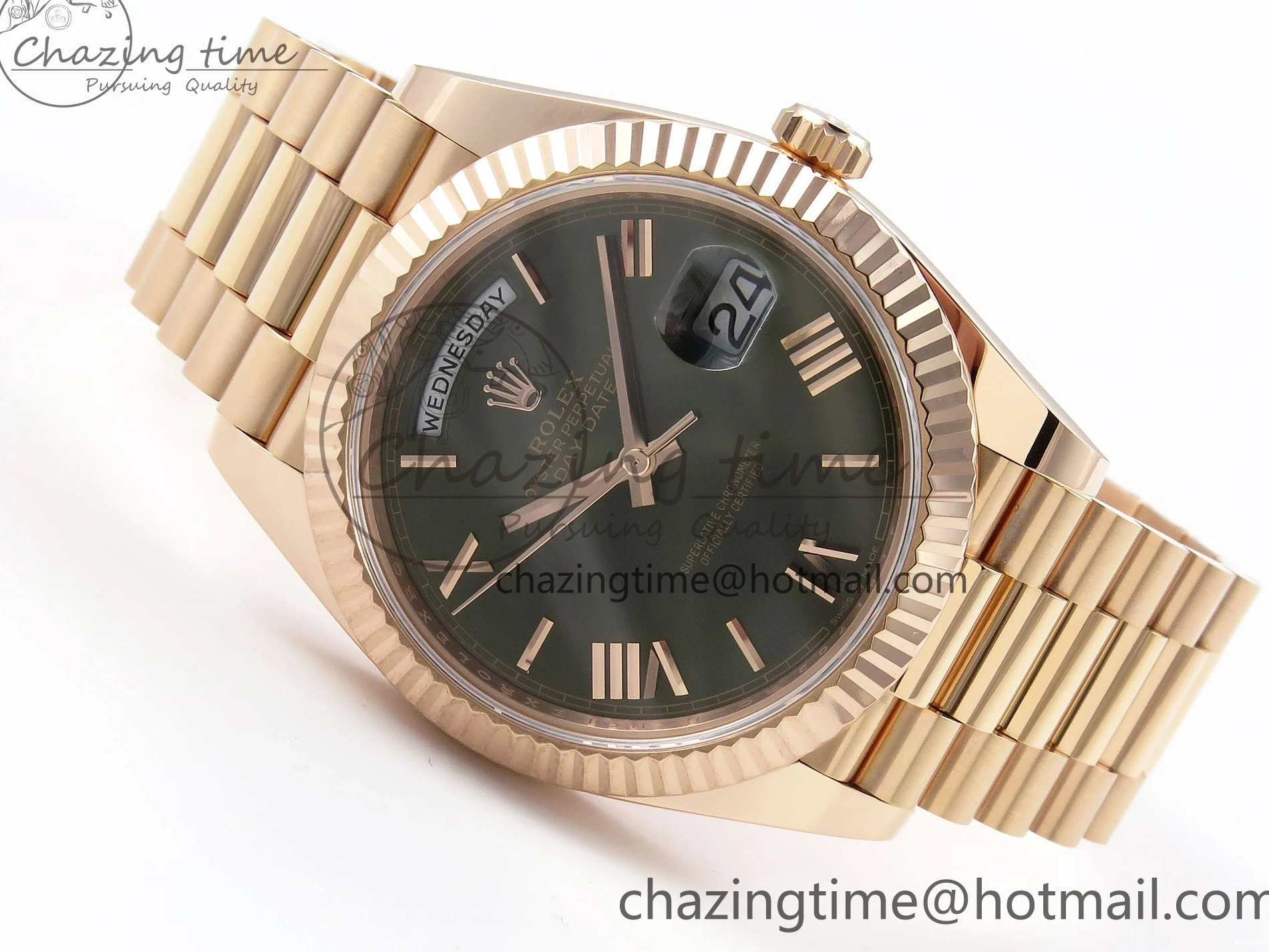 MiroTime 1228 Day Date 40 RG 228235 ARF 1:1 Best Edition Green Roman Dial on President Bracelet VR WrinkleFree 1509